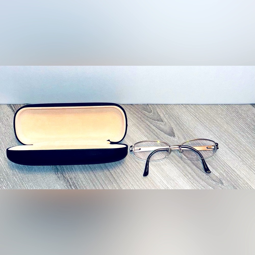 GEOFFREY BEENE IRRESISTIBLE BROWN Readers Metal Frames Gold & Rhinestones w/Case